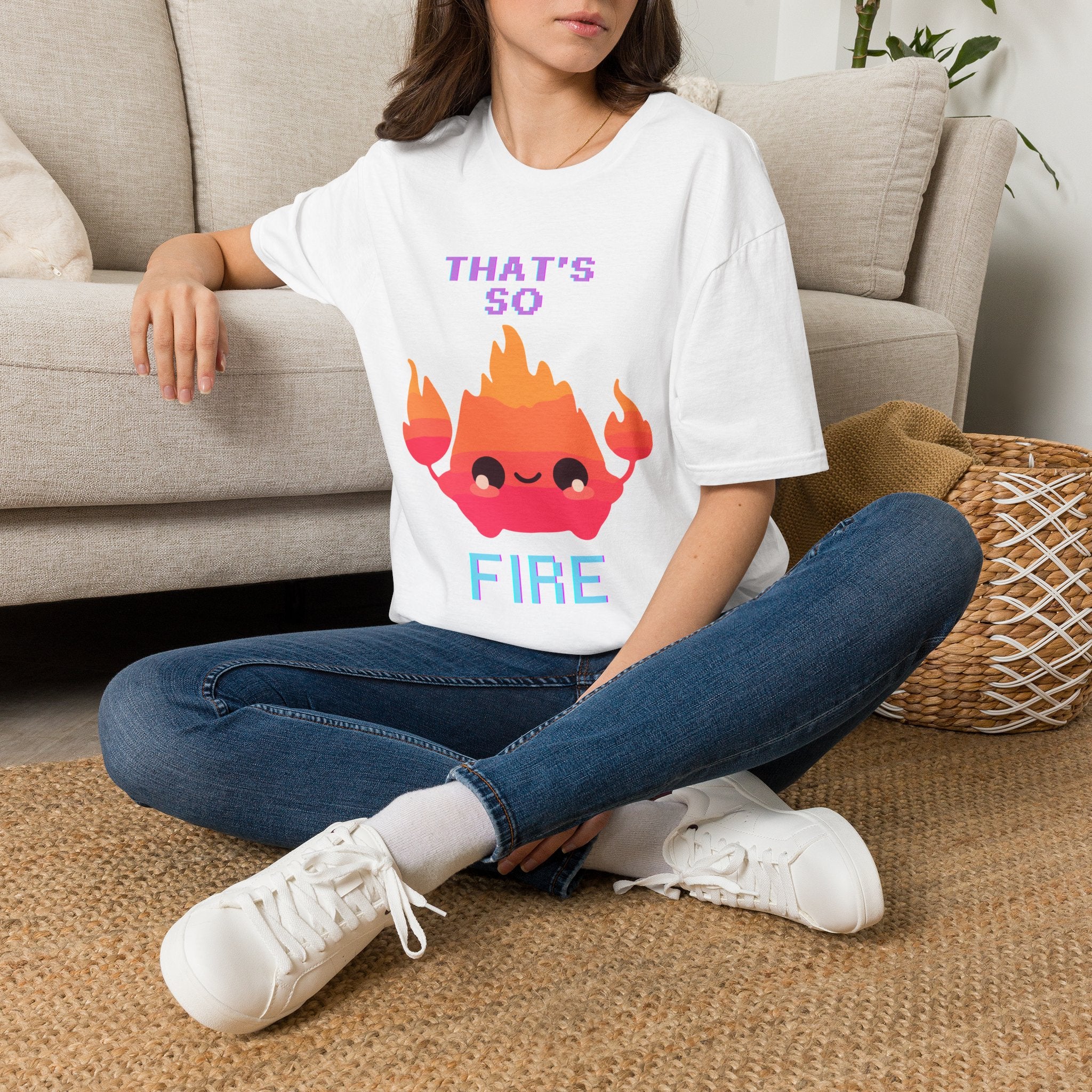 That's So Fire T-Shirt — Cartoon Flame Flipping the Bird Graphic