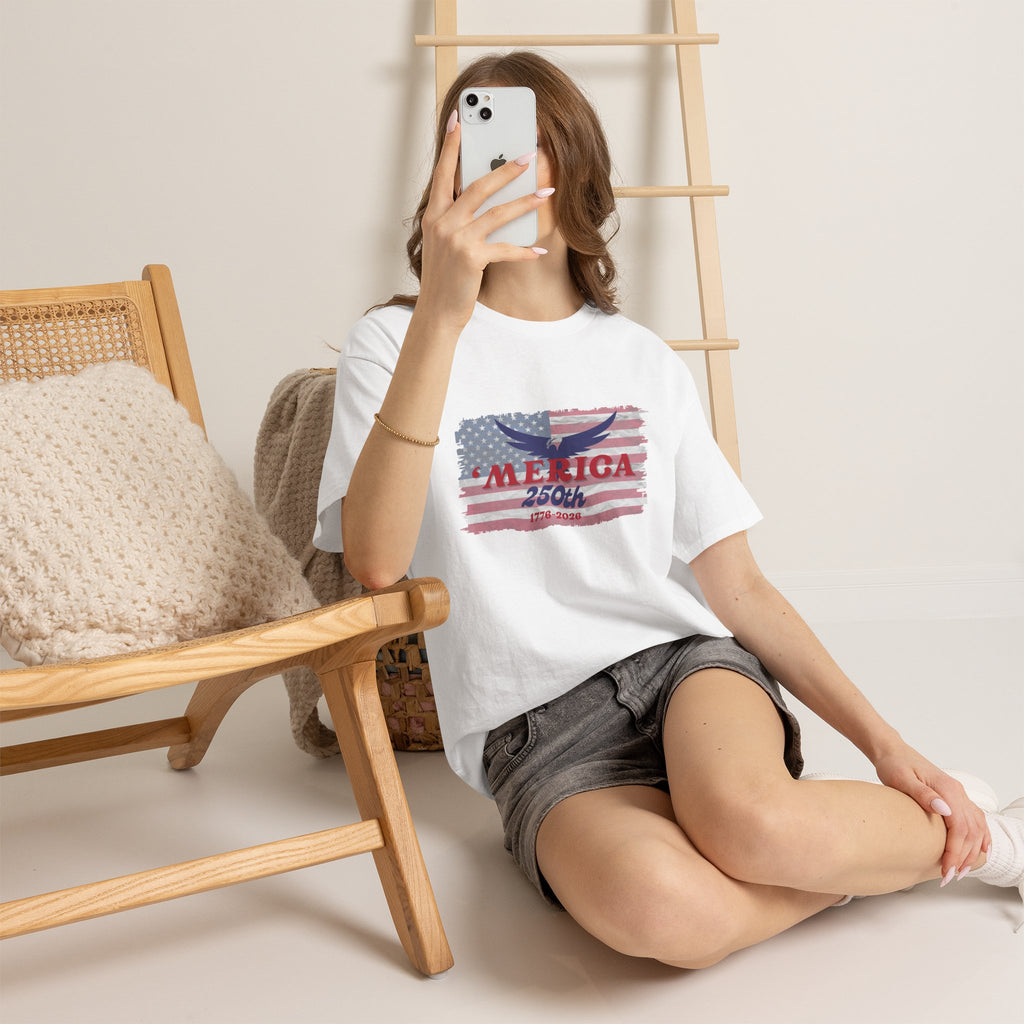 T-Shirt — 'Merica 250th Vintage Flag Graphic Tee (1776–2026)
