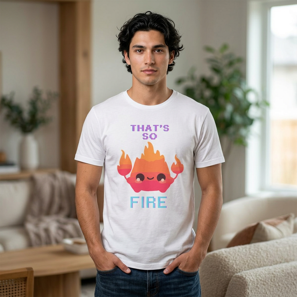 That's So Fire T-Shirt — Cartoon Flame Flipping the Bird Graphic