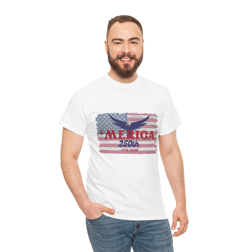 T-Shirt — 'Merica 250th Vintage Flag Graphic Tee (1776–2026)