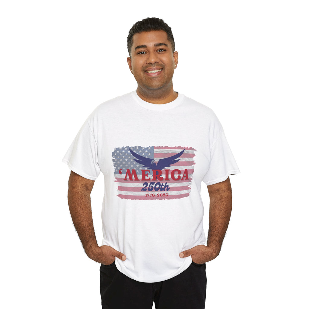 T-Shirt — 'Merica 250th Vintage Flag Graphic Tee (1776–2026)